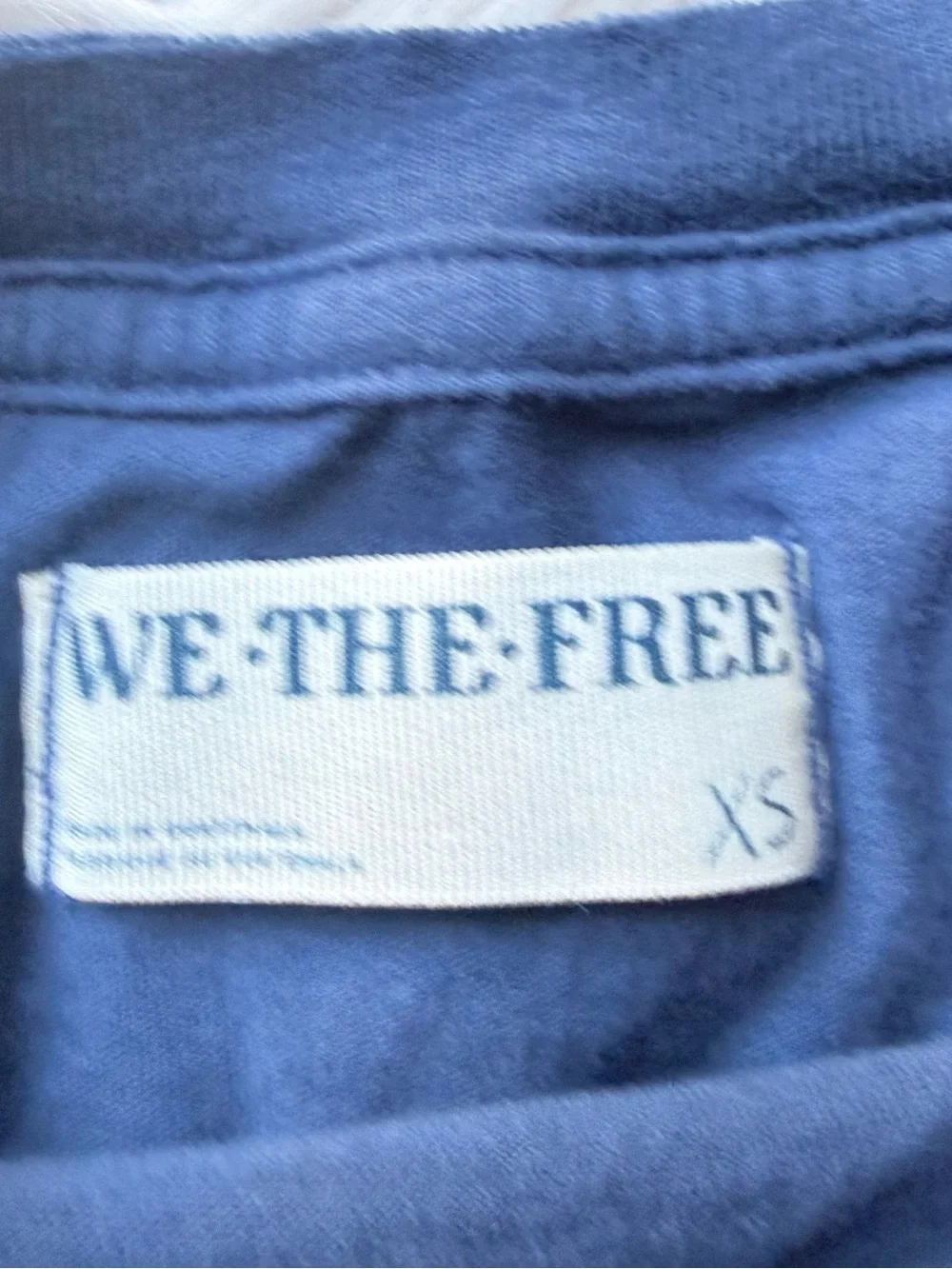 Free People We The Free Long Sleeve Crop Tee Blue Raw Hem Cotton XS